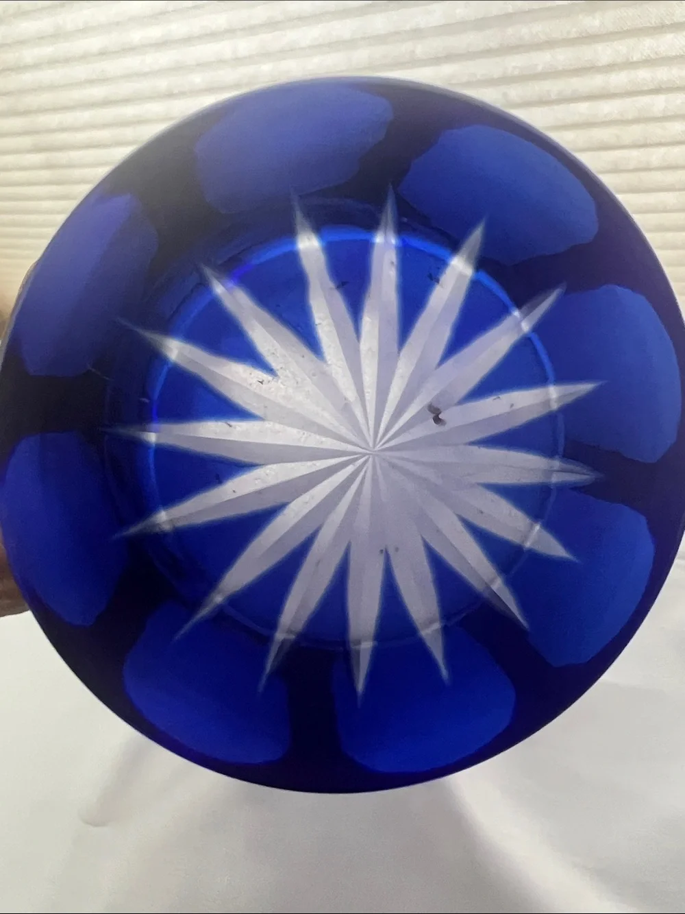 Cobalt Blue Cut Crystal Vase - Elegant Home Accent 9